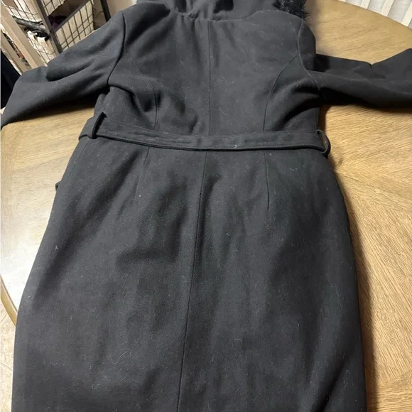 Restyle Black Hooded Coat with Faux Fur Trim - Picture 3 of 4